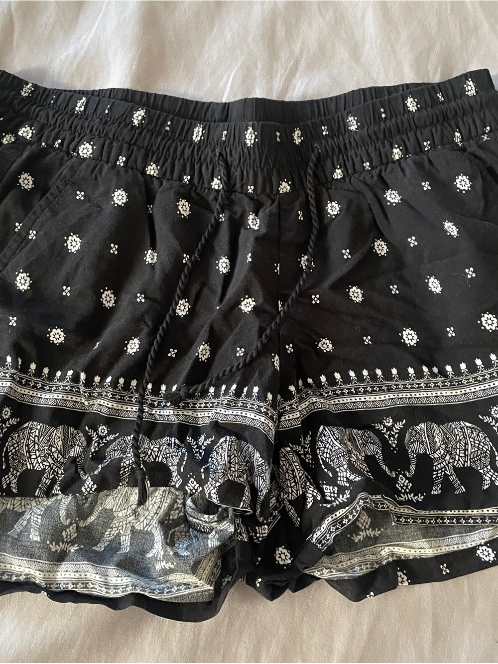 Old Navy Black Elephant-Print Drawstring Athletic Shorts